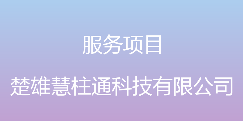 服务项目 - 楚雄慧柱通科技有限公司