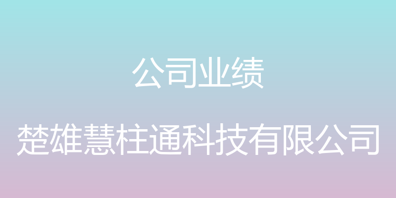 公司业绩 - 楚雄慧柱通科技有限公司