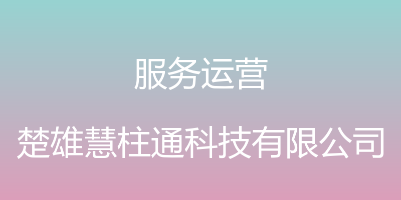 服务运营 - 楚雄慧柱通科技有限公司